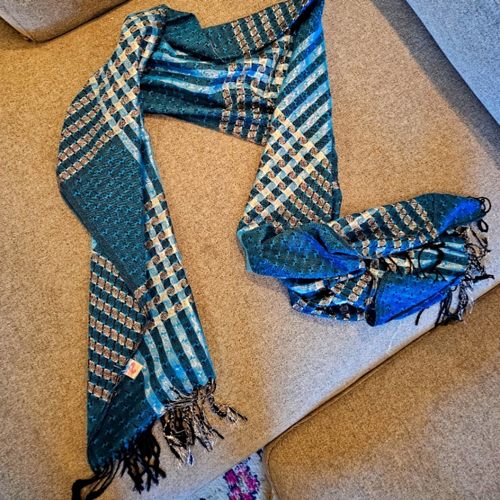 Blue scarf with some shiny bits